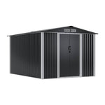 Breeins 8 X 10ft Large Metal Outdoor Storage Shed with Apex Roof, Lockable Double Sliding Doors & Air Vents, Weather-Resistant Garden Tool Storage House
