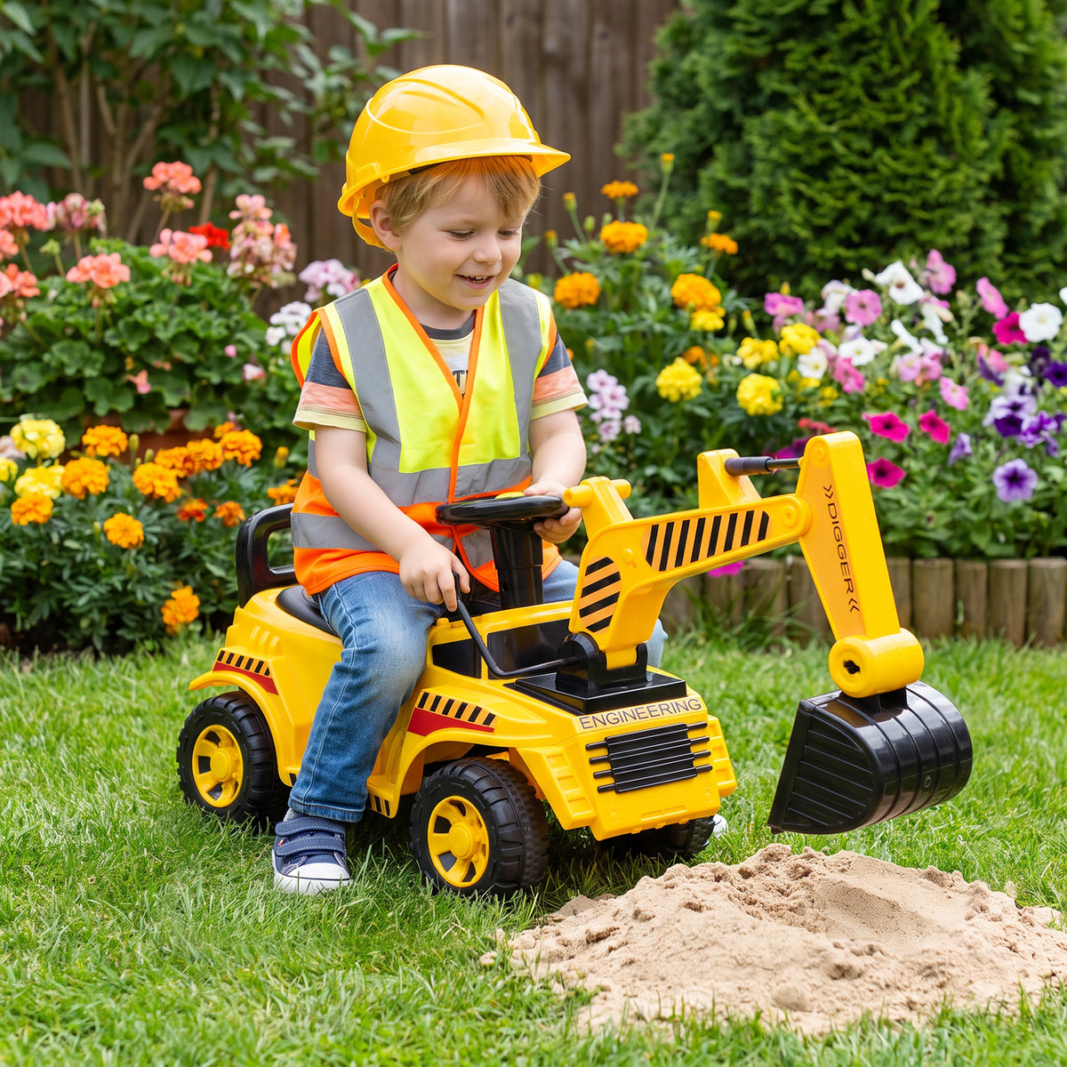 Kids Ride On Digger, Toddler Construction Toy Car For 1-4 Years Old