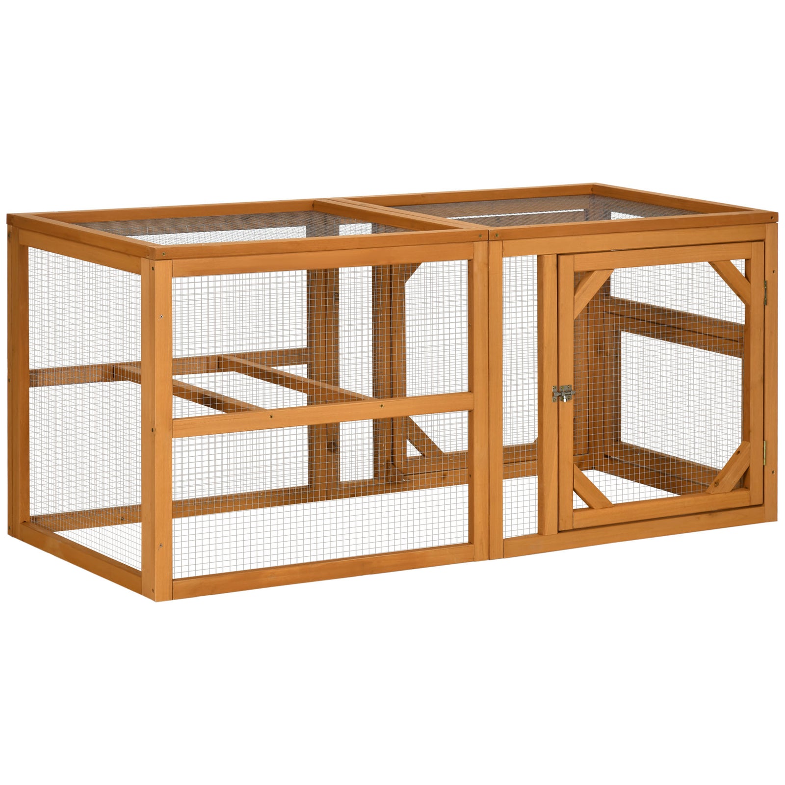 Pawhut Wooden Chicken Coop W/ Perches, Doors, For 2-4 Chickens