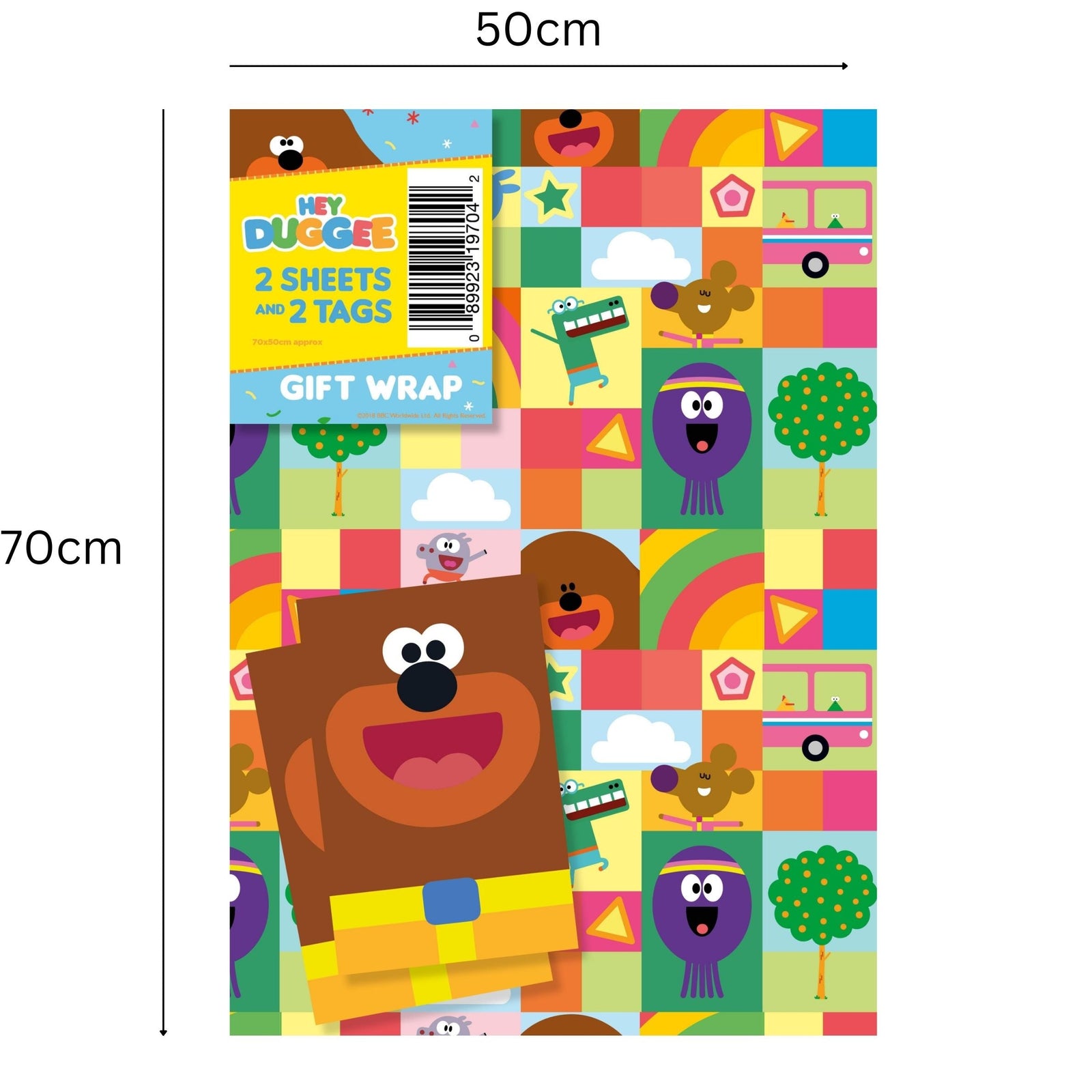 Hey Duggee Hey Duggee Gift Wrap, 4 Sheet 4 Tag, Bundle Official Product