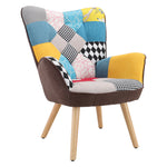 Tufted Button Linen Armchair With Wooden Legs