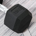 15kg Hex Rubber Dumbbell For Home Exercise | Black