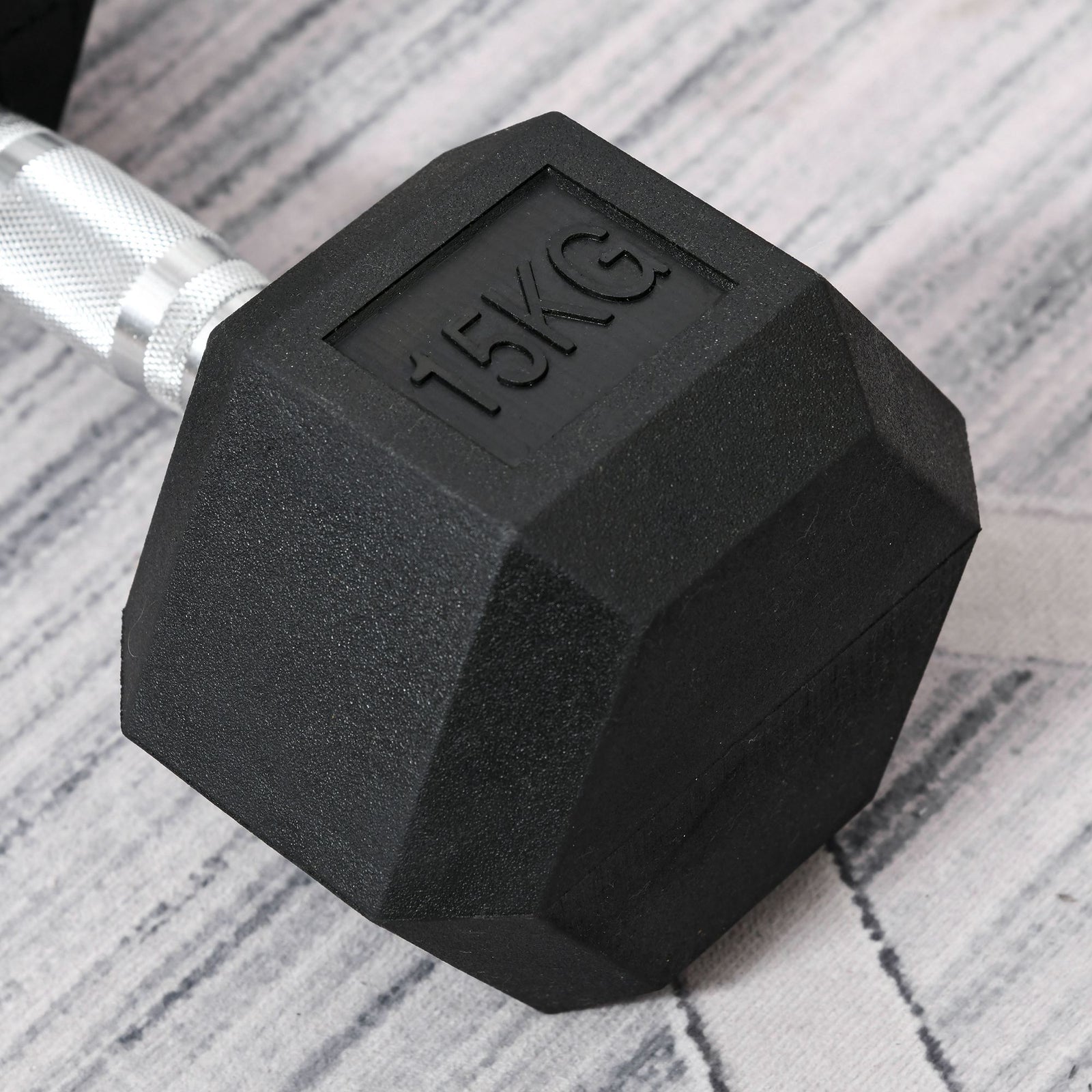 15kg Hex Rubber Dumbbell For Home Exercise | Black
