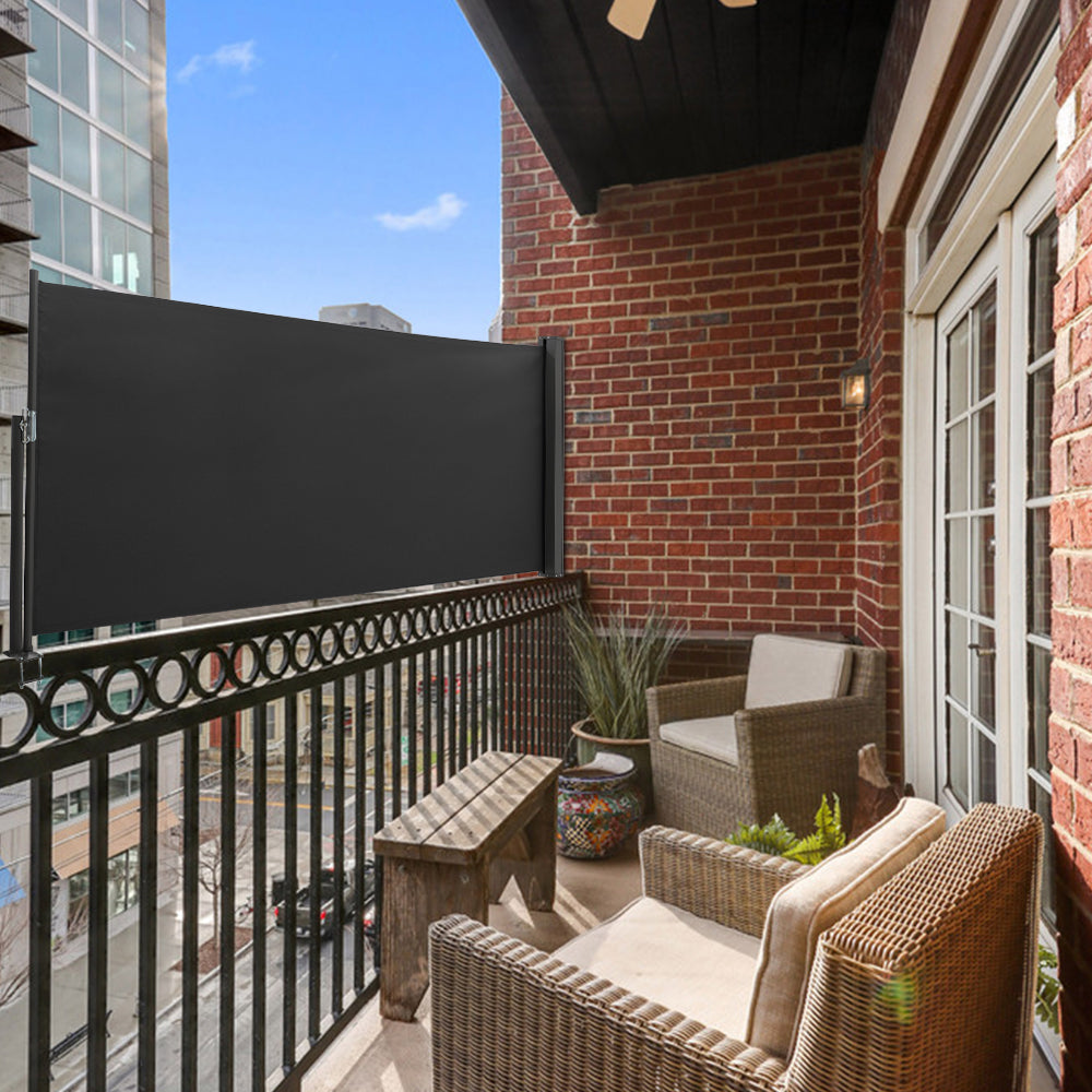 300cm Outdoor Patio Retractable Side Awning Balcony Sunshade Blind | Small | Gray