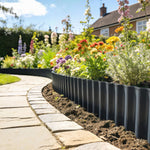 Metal Lawn Edging Border, 8 In X 21.3 Ft Garden Edging | Dark Grey