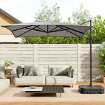 Outdoor Garden 2.5m Cantilever Parasol With Base | One Size | Light Grey