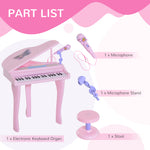 37 Key Musical Mini Piano Electrionic Keyboard Microphone Stool | Pink