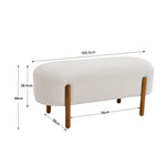 Contemporary Fabric Upholstered Bench with Solid Walnut Wood Legs, Beige，106.5cm W 44cm H