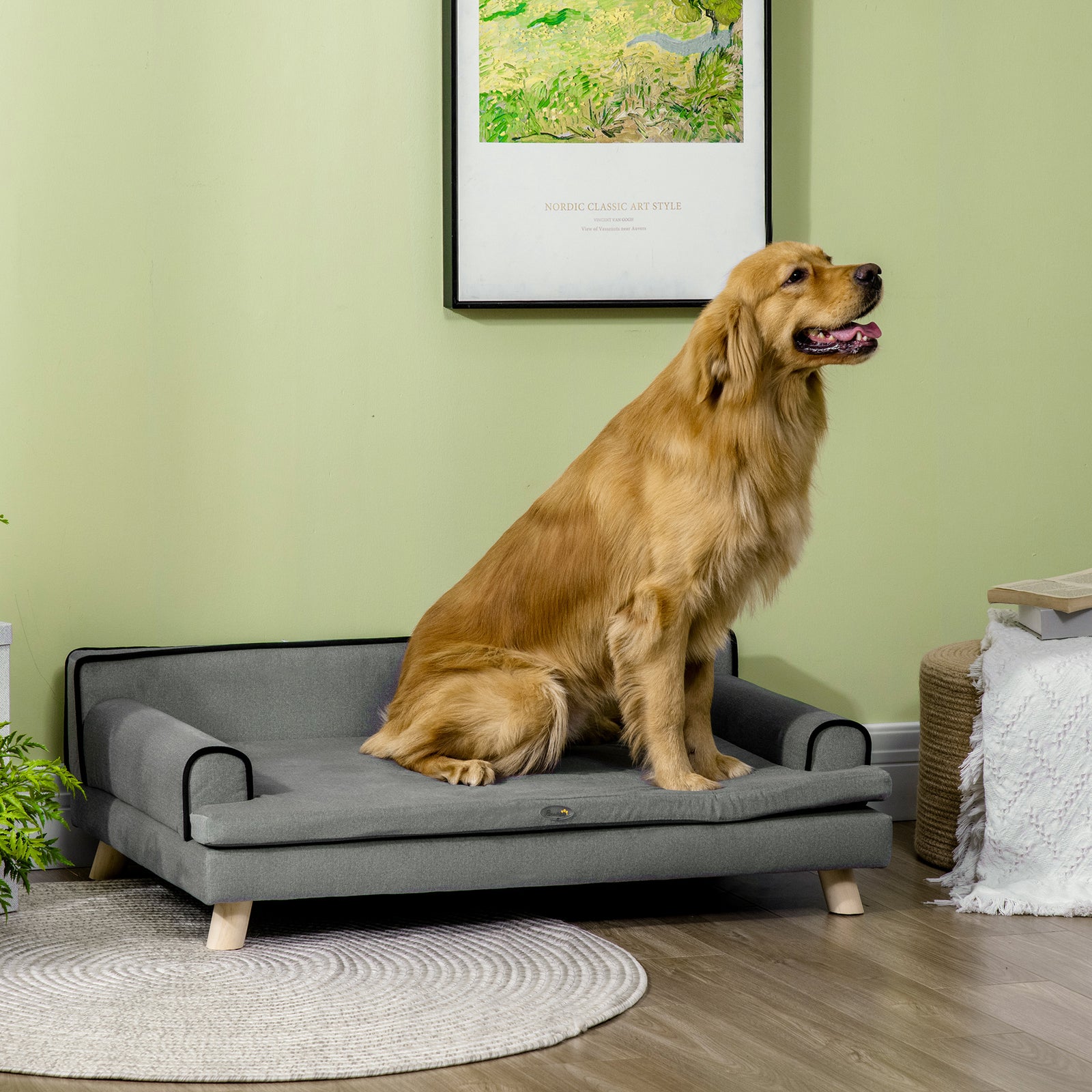 Dog Sofa W/ Legs, Water-resistant Fabric For Large, Medium Dogs | Gray