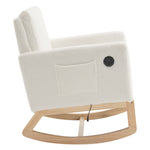 Teddy Fleece Upholstered Wood Base Rocking Chair With Charging Ports