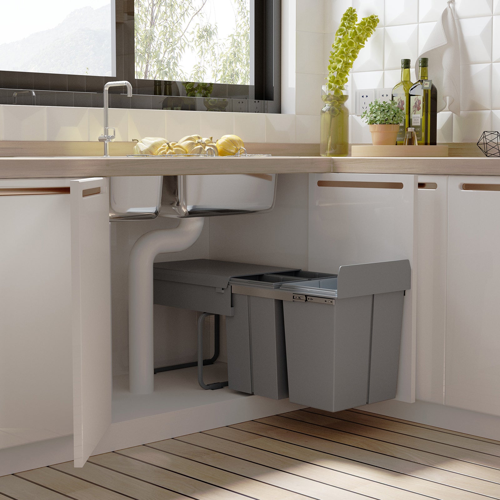 40l Recycle Waste Bin Kitchen Recycle Waste Bin Pull Abs