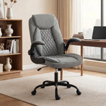Linen-look Computer Desk Chair With Thick Cushion | Grey