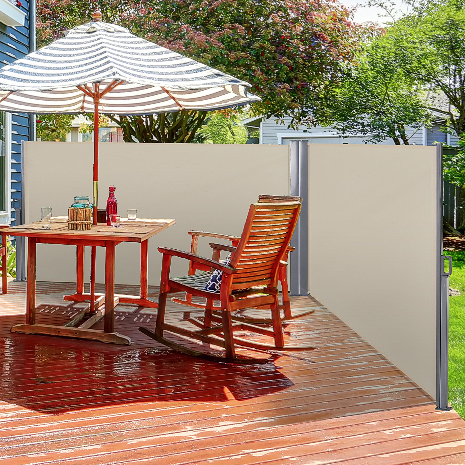 Double Canopy Pull-out Side Awning | Beige