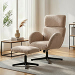 Swivel Armchair With Footstool, Rocking Accent Chair | Light Brown