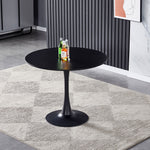 90cm Dia X 75cm Hmodern Round Wooden Table With Metallic Base | 0.9m | Black