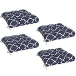 Set Of 4 Outdoor Seat Cushion W/ Ties, For Garden Furniture | Blue