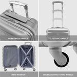 Set Of 3 Hard Shell Suitcase Cabin & Check In Cases With Tsa Lock - Overhead Cabin With Medium & Large Check-in Bag | Set of 3 | Silver