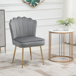 Velvet-feel Shell Accent Chair Bedroom Lounge Metal Legs | One Size | Gray