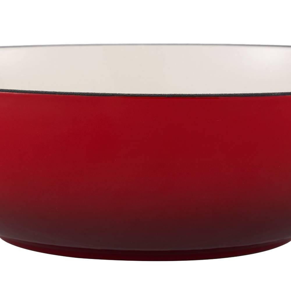 32/36cm Diameter Enamelled Cast Iron Wok, Large Capacity Stir-fry Pan With Side Handles | Small | Red