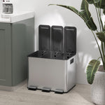 3 X 20l Triple Kitchen Bin Pedal Bin For Recycling And Waste | Silver