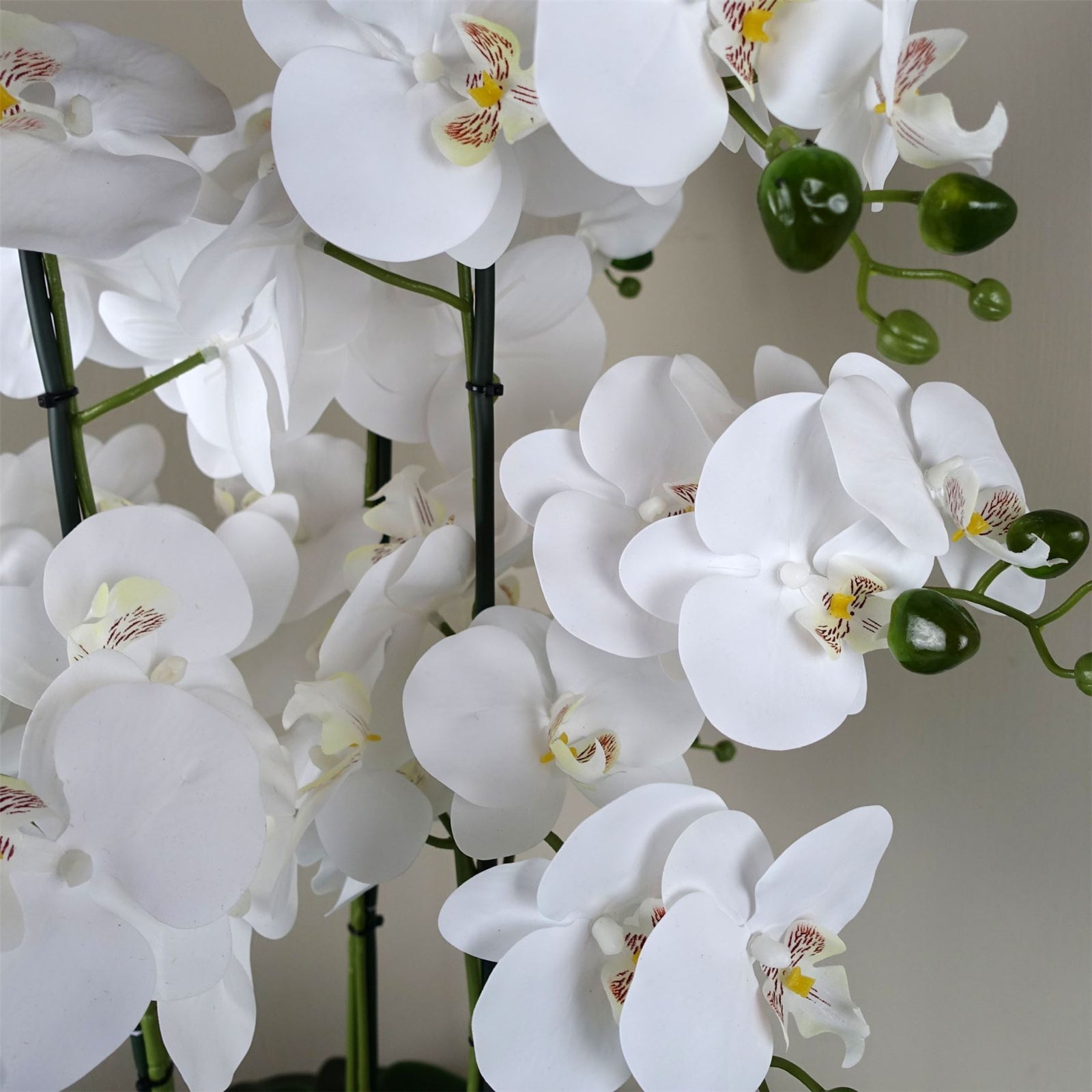 Artificial 60cm Orchid White Marble Effect Ceramic Planter