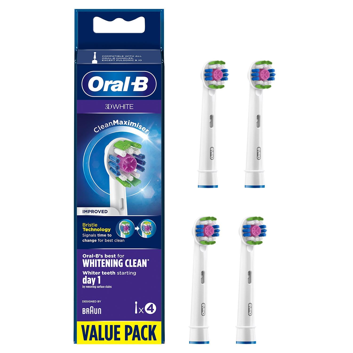 3d White Clean Maximiser Replacement Toothbrush Head, Pack Of 4