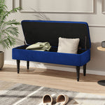 Velvet Upholstered Storage Bench With Button-tufted Seat And Rubberwood Legs | Royal Blue