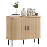 Sideboard Storage Cabinet With Slatted Tambour Sliding Doors