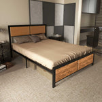 Double/king Bed Frame Steel Bed Base Headboard Rustic Brown | King | Brown