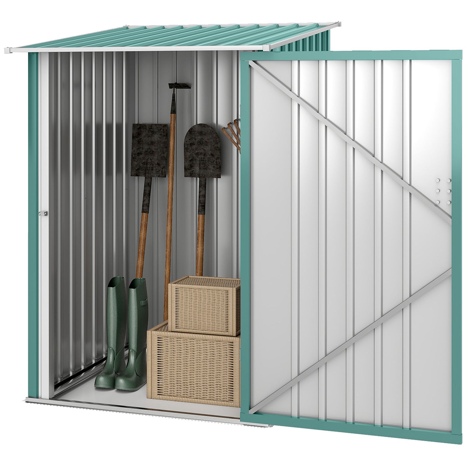 3.3ft X 3.4ft Outdoor Storage Shed Steel Garden Shed | Green