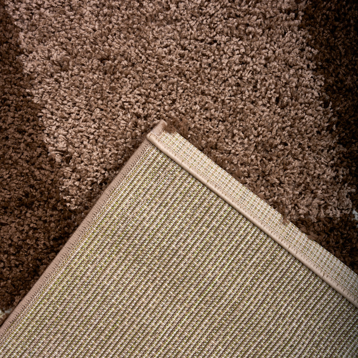 California Checked Shaggy Rug Deep Pile | 80cm x 150cm | Brown