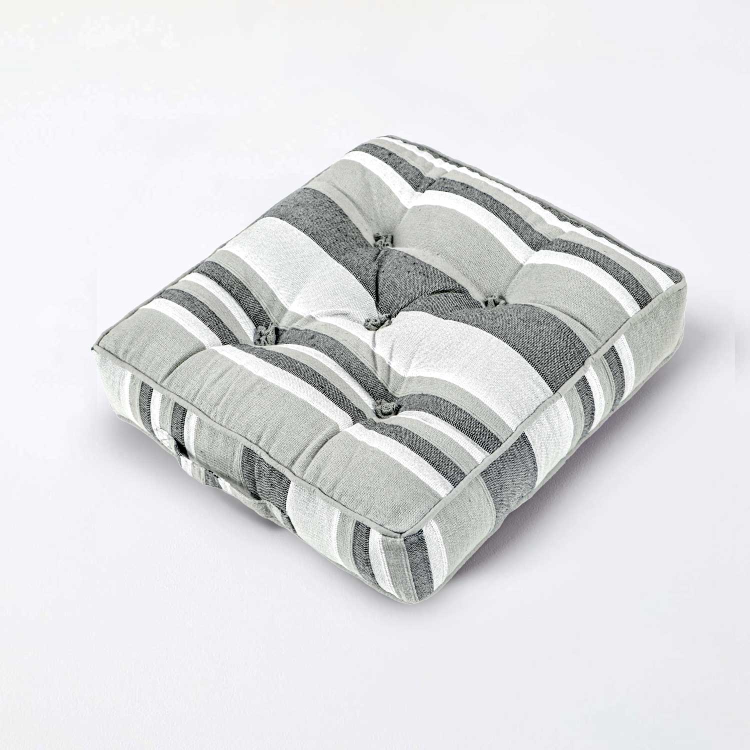 Morocco Striped Cotton Floor Cushion | 40cm x 40cm | Monochrome