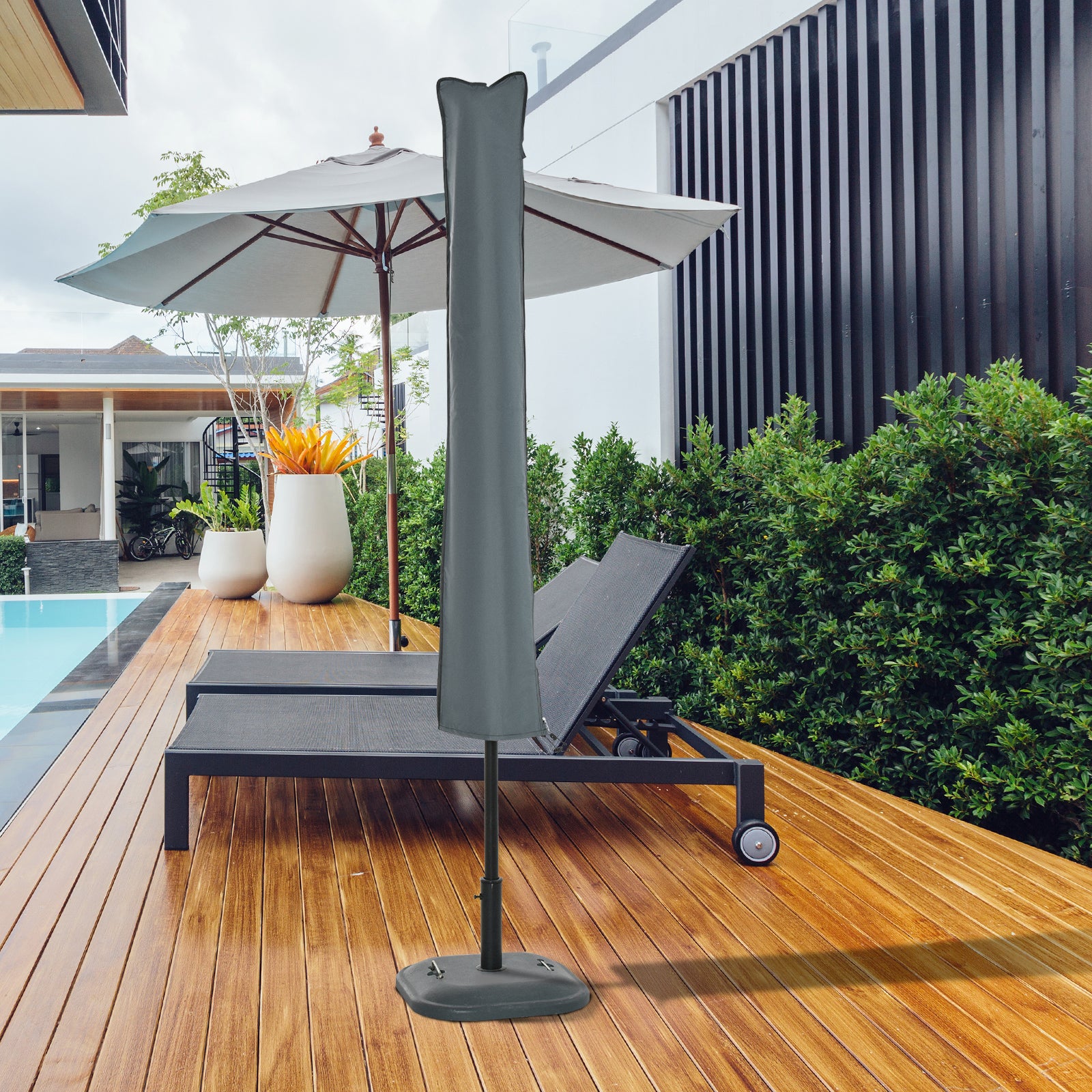 Sun Umbrella Parasol Cover Waterproof Weatherproof Courtyard