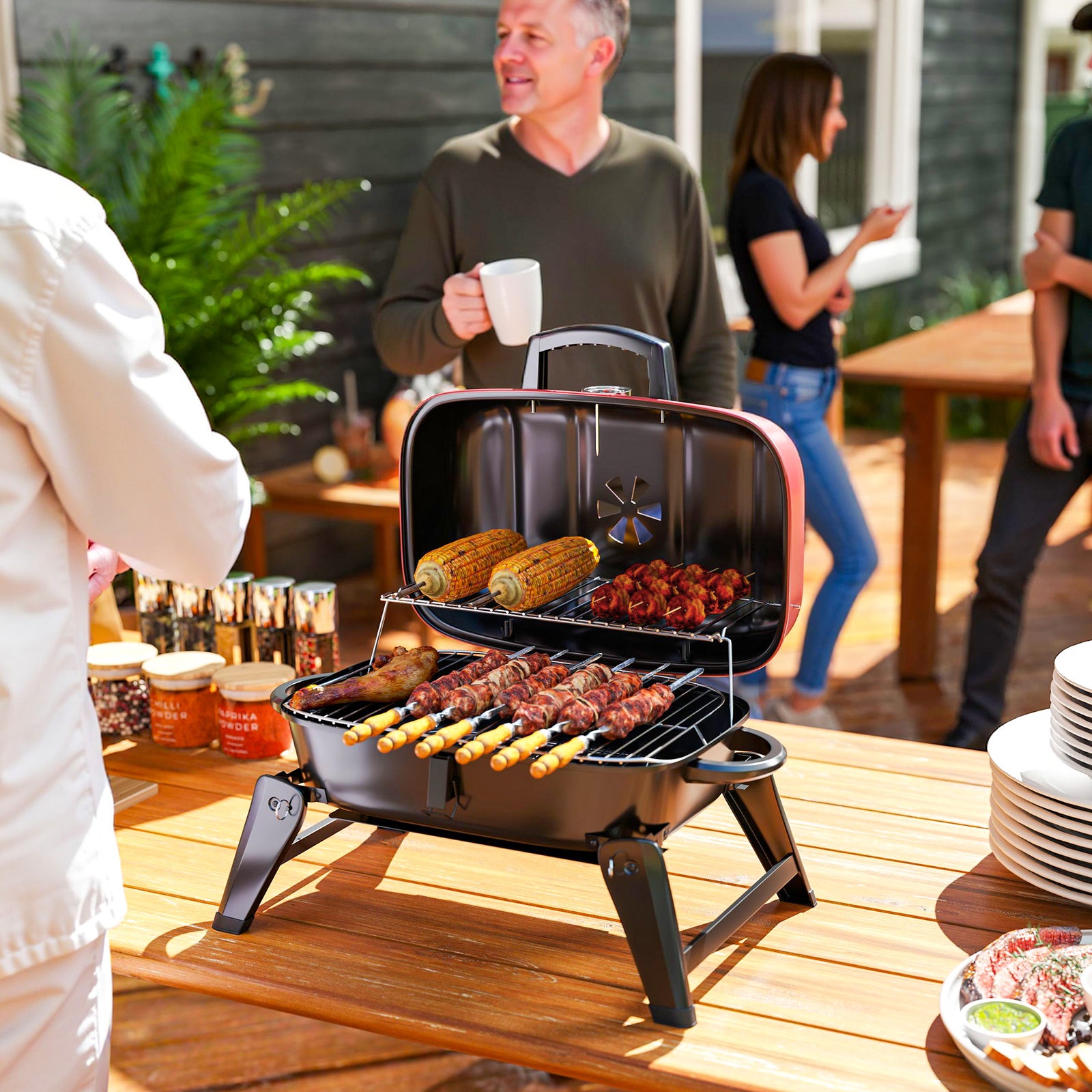 Charcoal Barbecue Grill Folding Bbq Grill | Red