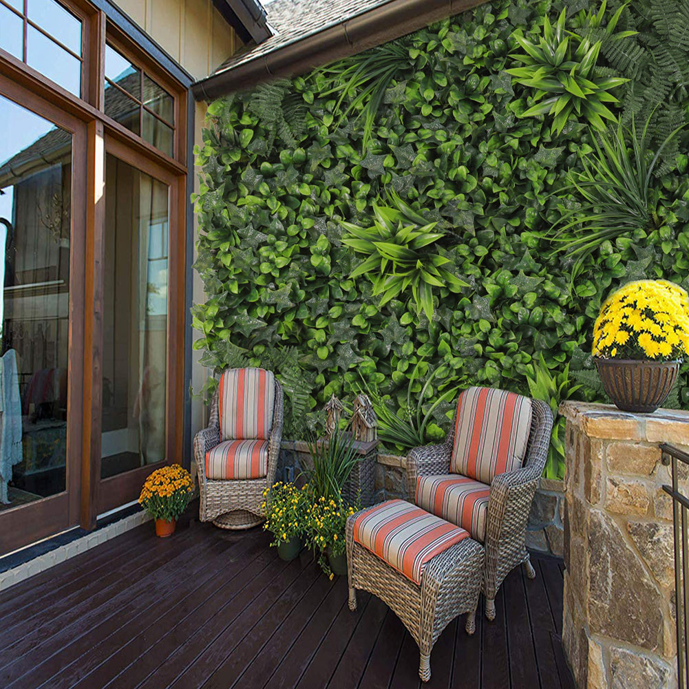 Artificial Plant Hedge Greenery Wall Panel With Assorted Foliage