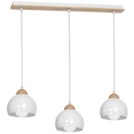 Dama White Pendant Light 3xe27 Hand Made Scandi Style Hanging Ceiling Lamp Enhanced By Natural Wood Detail