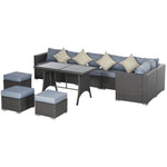 10 Pieces Rattan Sofa Set W/ Table & Cushions