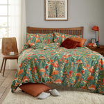 Mushrooms Sage Duvet Cover Set – 200tc Cotton Rich Printed Bedding | Super King | Green