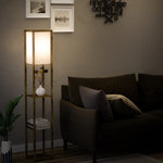 Floor Lamp Reading Lamp With 3-tier Storage Shelf Acrylic | One Size | Brown