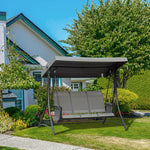 3 Seat Metal Fabric Backyard Balcony Patio Swing Chair | Charcoal Gray