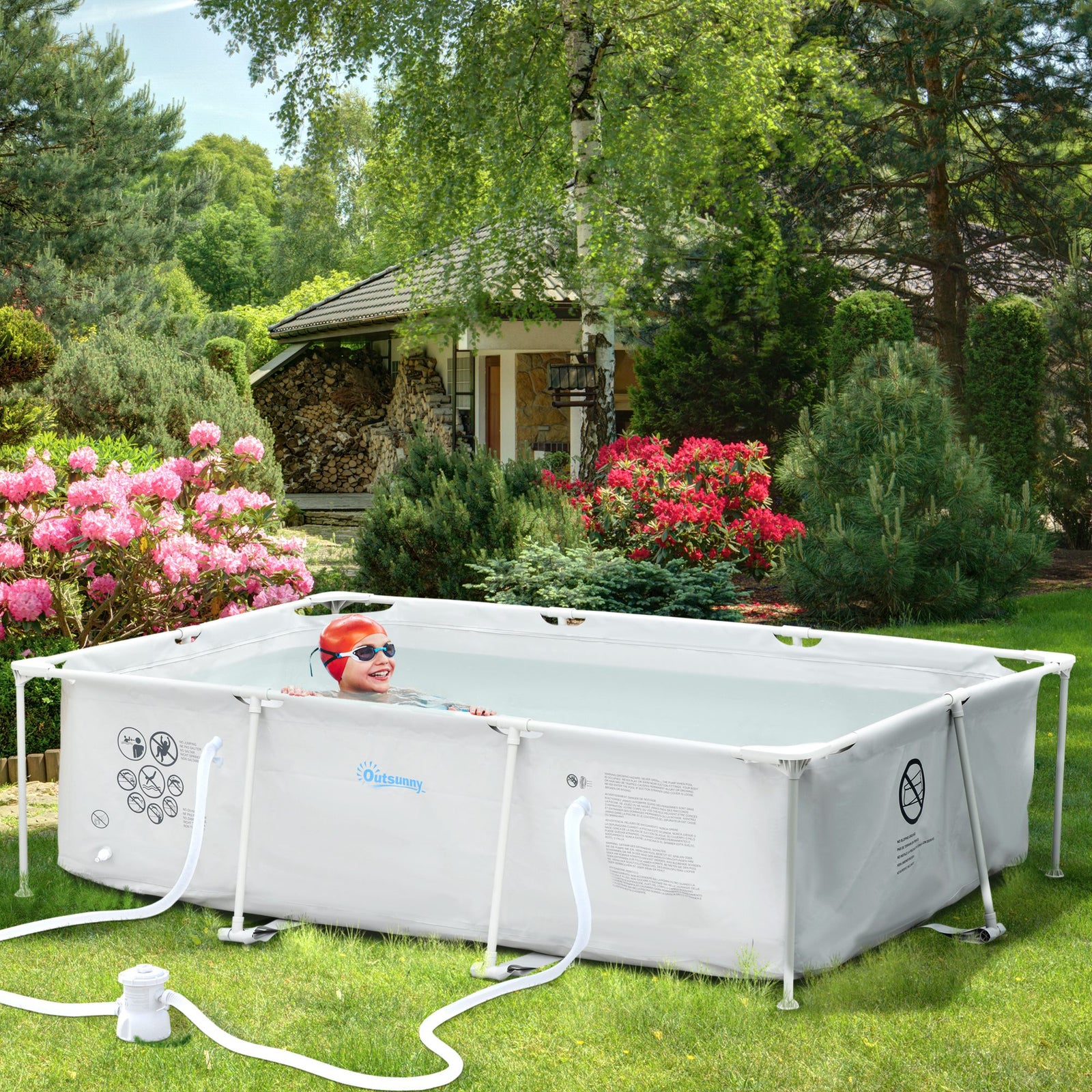Steel Frame Pool With Filter Pump, Reinforced Sidewalls | Gray