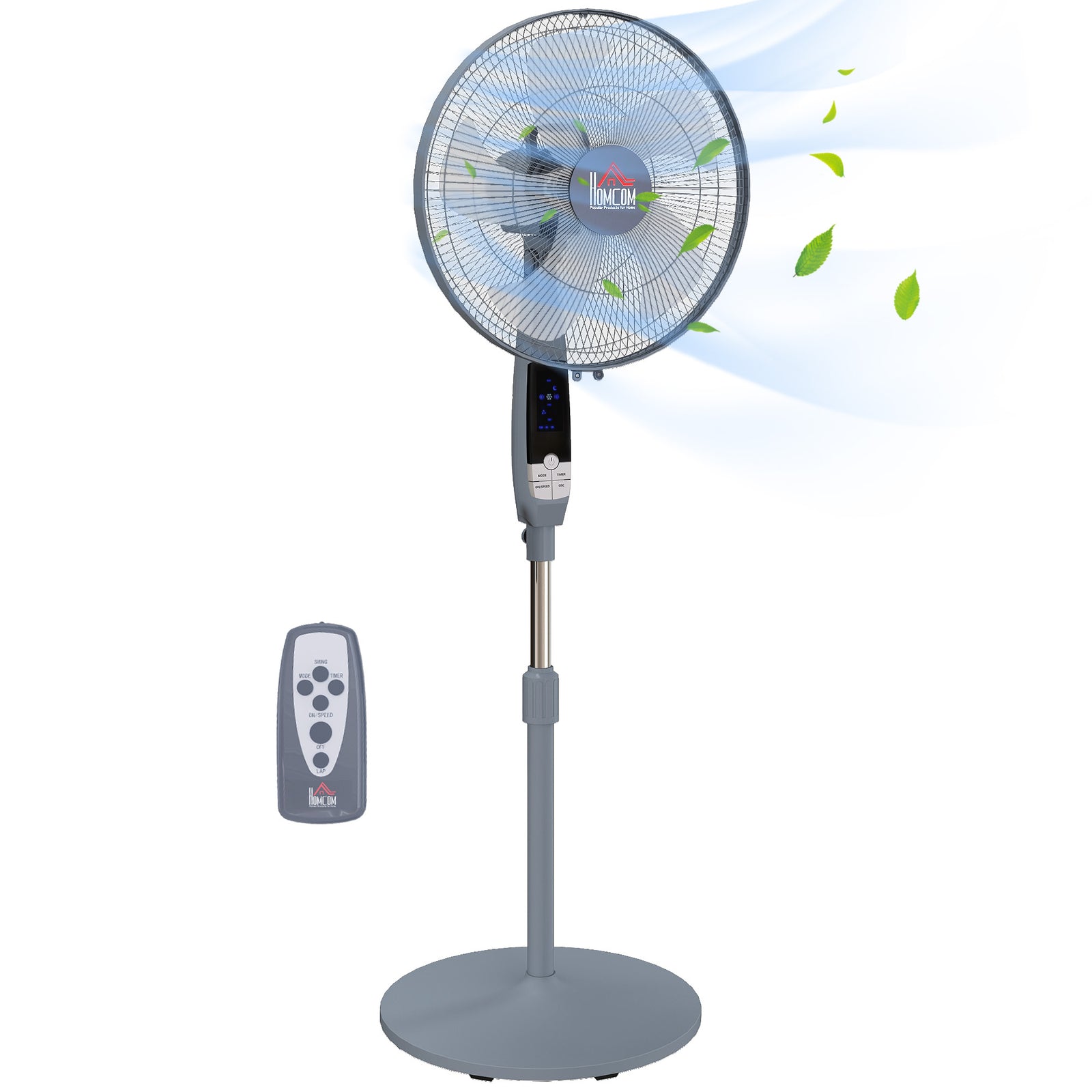 16" Oscillation Cooling Fan With Remote Adjustable Height | Grey