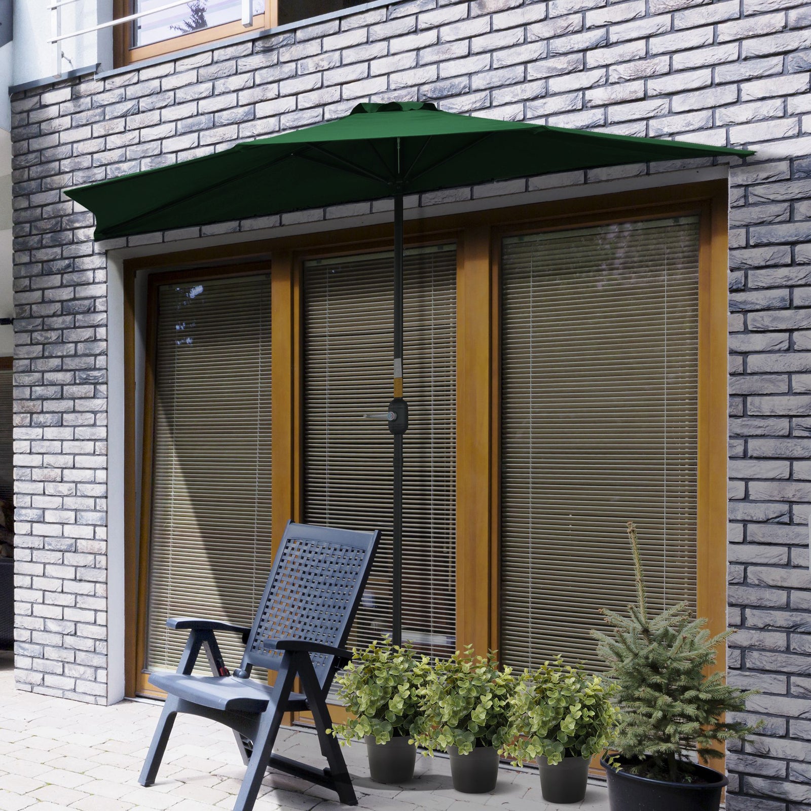 3m Half Round Parasol Balcony Shade | Green