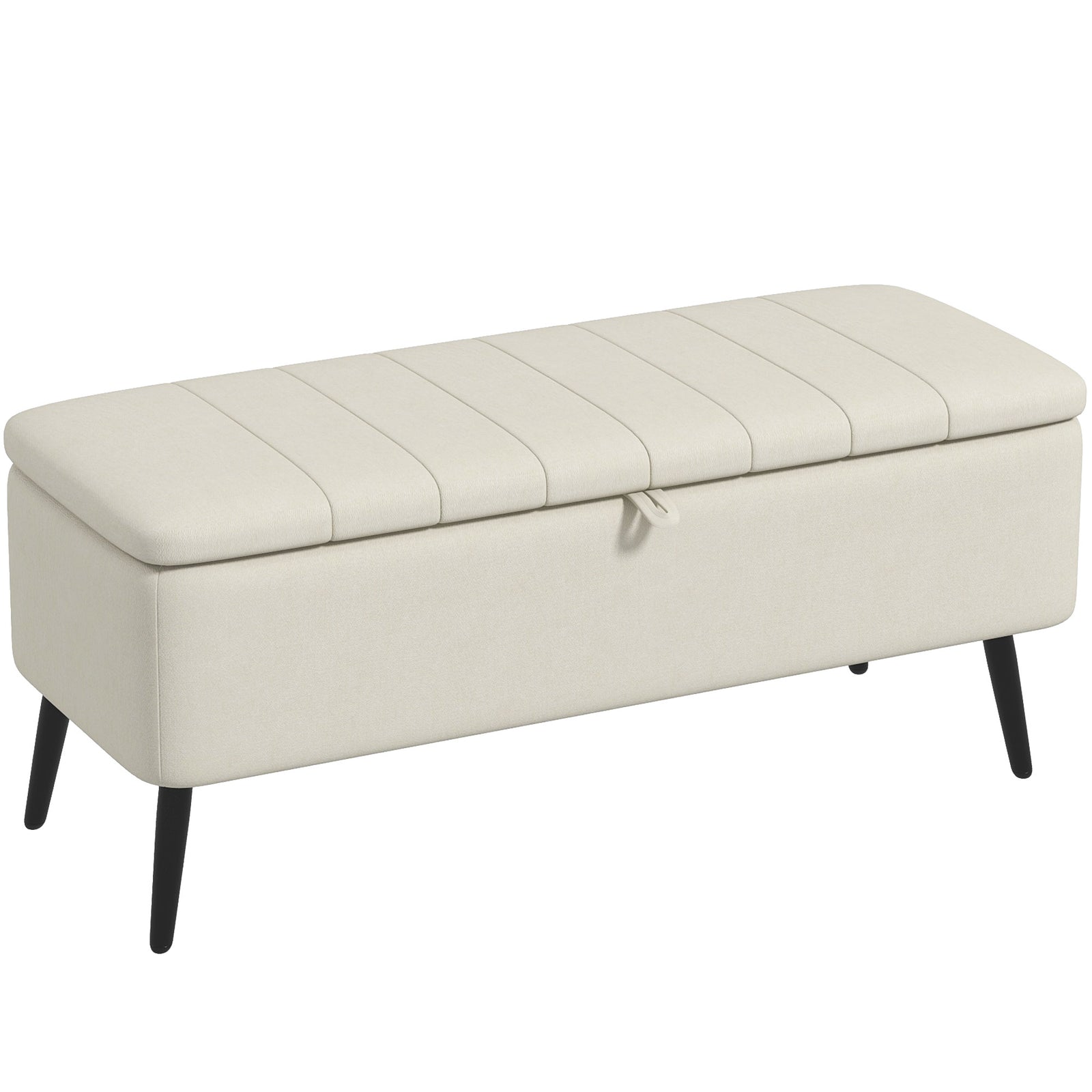 Storage Ottoman, Linen Fabric Bench With Flip Top