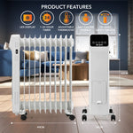 Oil-filled Electric Radiator 2500w With Thermostat, 9 Hour Timer | White