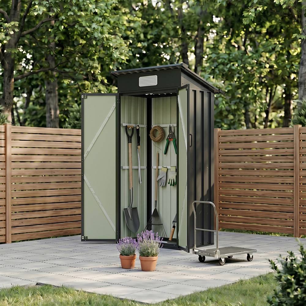 3x2ft Outdoor Metal Garden Storage Shed Small Garden Shed | Black