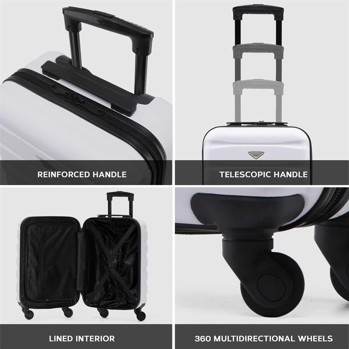 Set Of 3 Hard Shell Suitcase Cabin & Check In Cases With Tsa Lock - Overhead Cabin With Medium & Large Check-in Bag | Set of 3 | Off White