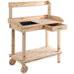 Garden Potting Bench, Work Station, 92x45x119cm