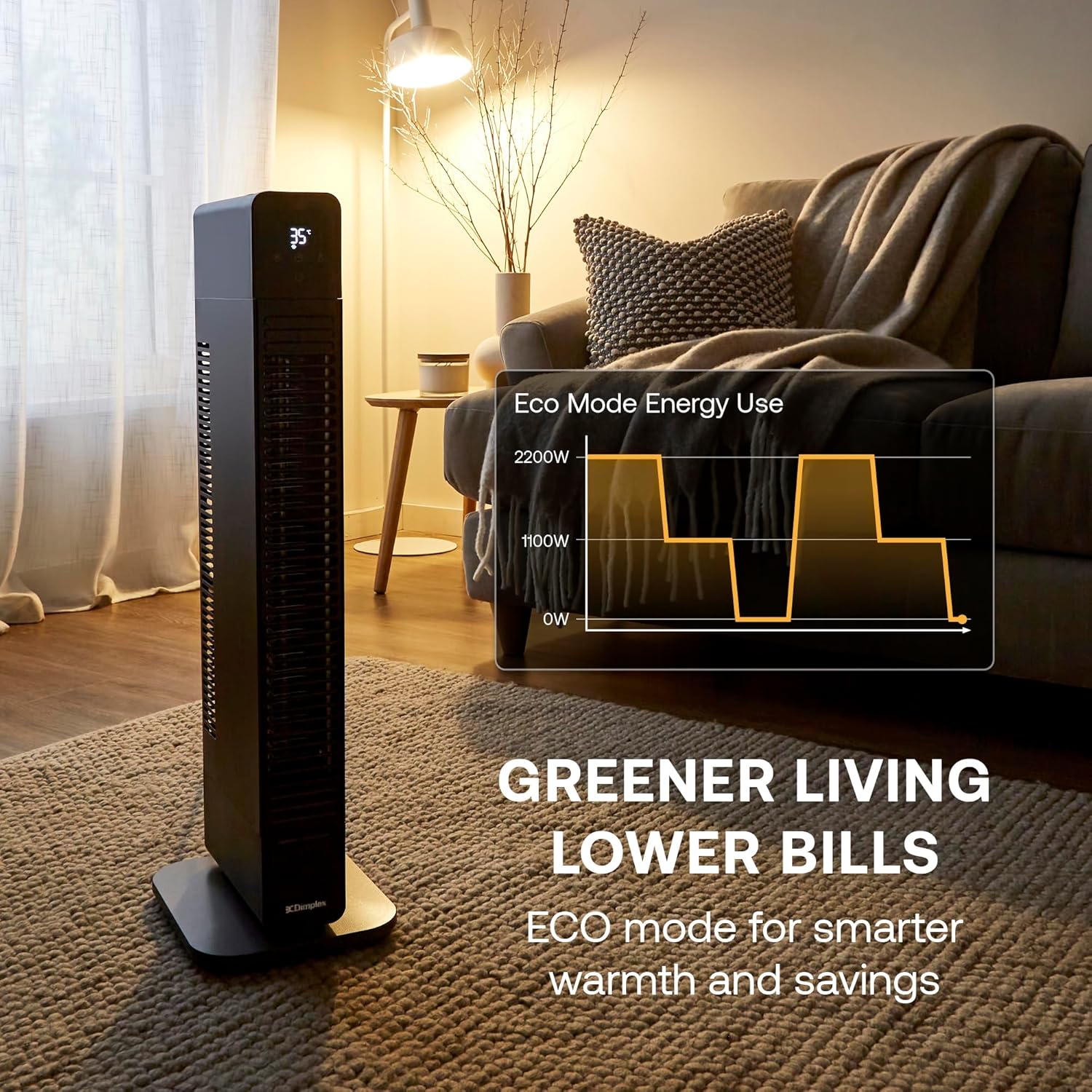 2-in-1 Baseboard And Tower Heater, 2.2kw