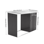 2.5m W Steel Outdoor Garden Storage Shed With Log Stacking Rack | Charcoal Black